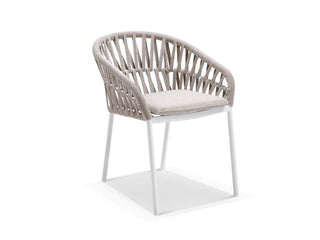 Adele Ceramic Table & Treble Chairs | Outdoor Dining Setting in White / Travertino / Latte / 5pc 95cm_4