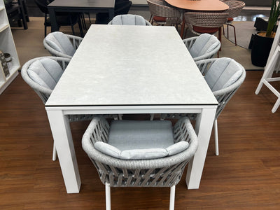SUNSHINE COAST FLOORSTOCK SALE - Adele Ceramic Table & Treble Chairs | Outdoor Dining Setting 3