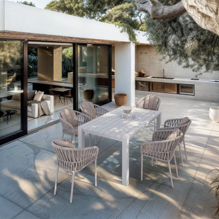 Treble Outdoor Dining Chair in White / Latte / Silver Beige 2.