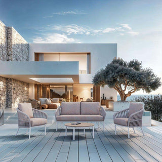 Treble Outdoor Lounge in White / Latte / Silver Beige 3.