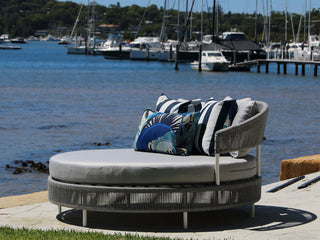 Tropicalia Porcelain Blue Outdoor Euro Bolster Cushion in Porcelain 7.