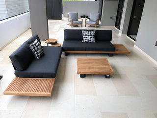 Truro Teak Platform | Outdoor Lounge Setting in Sooty / 4 Seater / Truro Coffee Table_8