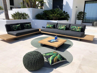 Truro Teak Platform | Outdoor Lounge Setting in Sooty / 5 Seater / Truro Coffee Table_20