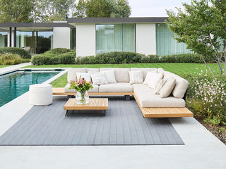 Truro Teak Platform | Outdoor Lounge Setting in Tundra Rye / 5 Seater Modular / Truro Coffee Table_3