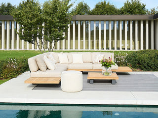 Truro Teak Platform | Outdoor Lounge Setting in Tundra Rye / 5 Seater Modular / Truro Coffee Table_1