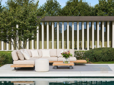 Truro Teak Platform | Outdoor Lounge Setting in Tundra Rye / 5 Seater Modular / Truro Coffee Table_4