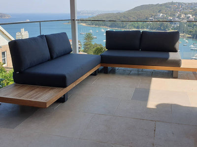 Truro Teak Platform | Outdoor Lounge Setting in Sooty / 4 Seater / Truro Coffee Table_16