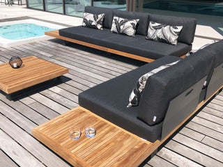 Truro Teak Platform | Outdoor Lounge Setting in Sooty / 5 Seater / Truro Coffee Table_11