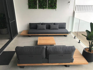 Truro Teak Platform | Outdoor Lounge Setting in Sooty / 5 Seater / Truro Coffee Table_22