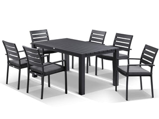 Adele Table & Twain Chairs | Outdoor Dining Setting in Charcoal / 7pc 165cm_1