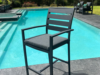 Twain Outdoor Bar Chair in Charcoal / Dark Grey 2.