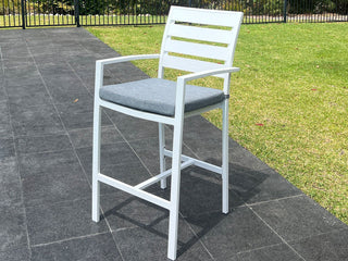 Twain Outdoor Bar Chair in White / Grey 2