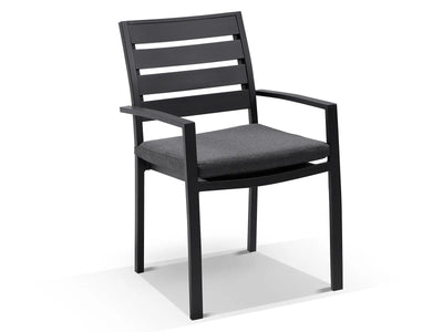 Adele Ceramic Extension Table & Twain Chairs | Outdoor Dining Setting in Charcoal / Dark Grey_7