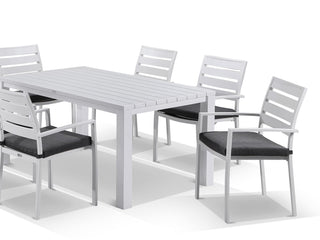 Adele Table & Twain Chairs | Outdoor Dining Setting in White / 7pc 165cm_4