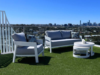 Ubud Sofa Set | Outdoor Lounge Setting in White / Grey Chine / 4 Seater / Aspen Coffee Table Set_14