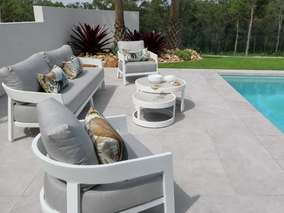 Ubud Sofa Set | Outdoor Lounge Setting in White / Grey Chine / 5 Seater / Aspen Coffee Table Set_15