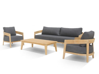 Ubud Teak Sofa Set | Outdoor Lounge Setting in Teak / Sooty / 5 Seater / Ubud Coffee Table_1