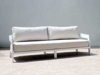Ubud Outdoor Lounge in White / Lopi Marble / 3 Seater