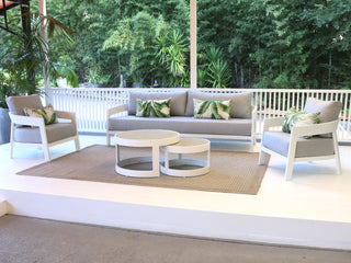 Ubud Sofa Set | Outdoor Lounge Setting in White / Grey Chine / 5 Seater / Aspen Coffee Table Set_9