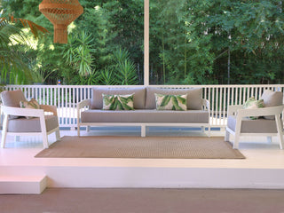 Ubud Sofa Set | Outdoor Lounge Setting in White / Grey Chine / 5 Seater / Without Coffee Table_1