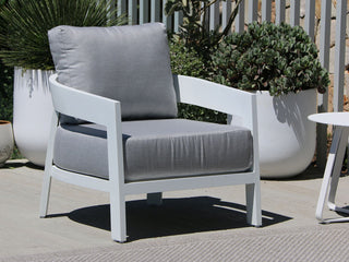 Ubud Sofa Set | Outdoor Lounge Setting in White / Grey Chine / 5 Seater / Without Coffee Table_2