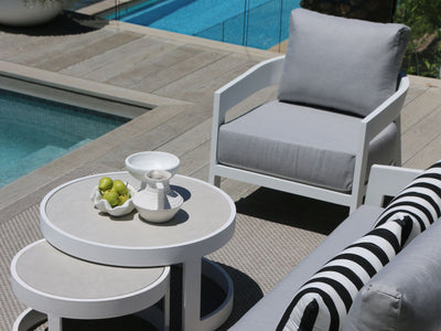 Ubud Sofa Set | Outdoor Lounge Setting in White / Grey Chine / 5 Seater / Aspen Coffee Table Set_8
