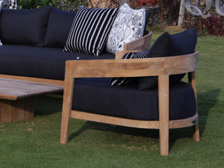 Ubud Outdoor Armchair in Teak / Sooty - back view.
