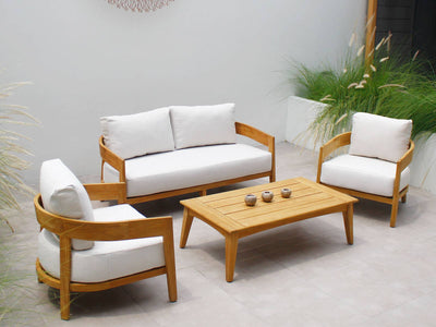 Ubud Teak Sofa Set | Outdoor Lounge Setting in Teak / Lopi Marble / 4 Seater / Ubud Coffee Table_7