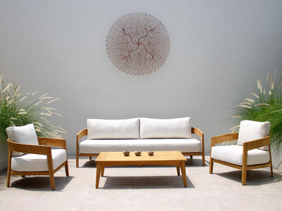 Ubud Teak Sofa Set | Outdoor Lounge Setting in Teak / Lopi Marble / 5 Seater / Ubud Coffee Table_5