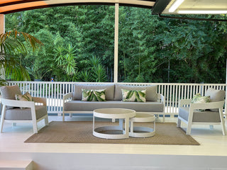Ubud Sofa Set | Outdoor Lounge Setting in White / Grey Chine / 5 Seater / Aspen Coffee Table Set_10