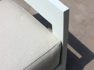 Ubud Outdoor Lounge in White / Lopi Marble / 3 Seater - close-up.