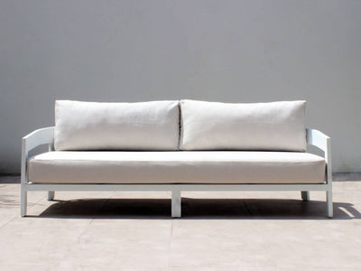 Ubud Outdoor Lounge in White / Lopi Marble / 3 Seater 1