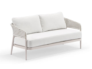 Noosa outdoor 2 Seater. Dune frame with drift wicker and UVanta Vanilla fabric