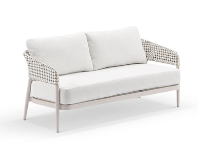 Noosa outdoor 2 Seater. Dune frame with drift wicker and UVanta Vanilla fabric