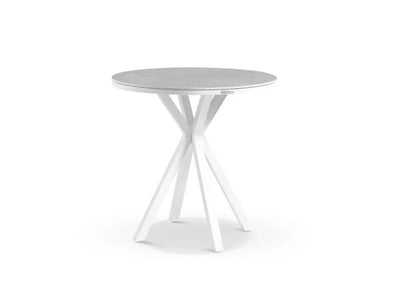 Adele Ceramic Round Table & Serang Armless Chairs | Outdoor Bar Setting in White / Light Grey / Gobi / 5pc 100cm_4
