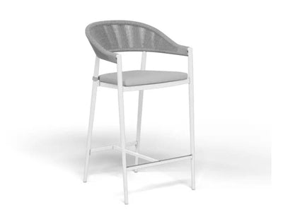 Adele Ceramic Round Table & Nivala Chairs | Outdoor Bar Setting in White / Light Grey / Frost Grey / 3pc 72cm_3