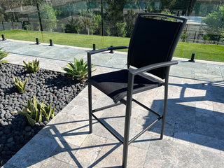 Adele Table & Verde Chairs | Outdoor Balcony Bar Setting in Charcoal / Black / 3pc 140x63cm_7