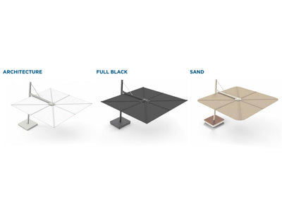 Versa UX 3m Square Cantilever Outdoor Umbrella with Base in Sand 2.