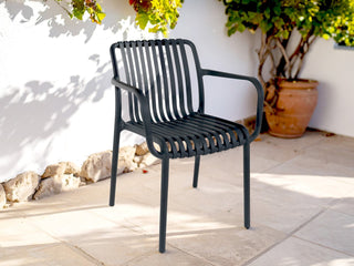 Voyage Resin Outdoor Dining Chair in Charcoal 1