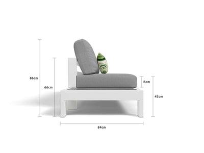 Aspen Ceramic Platform Outdoor Lounge in White / Grey Chine / 3 Seater / Right 5