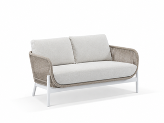 Lavon Outdoor Lounge in White / Biscuit / Beech / 2 Seater