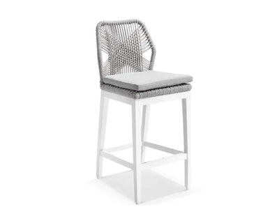 Adele Ceramic Round Table & Serang Armless Chairs | Outdoor Bar Setting in White / Light Grey / Gobi / 3pc 72cm_6