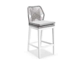 Adele Ceramic Round Table & Serang Armless Chairs | Outdoor Bar Setting in White / Light Grey / Gobi / 5pc 100cm_5